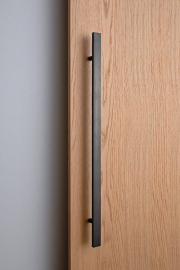 Entrada Flat Bar Interior & Exterior Door Handle Sample - Blackened Brass
